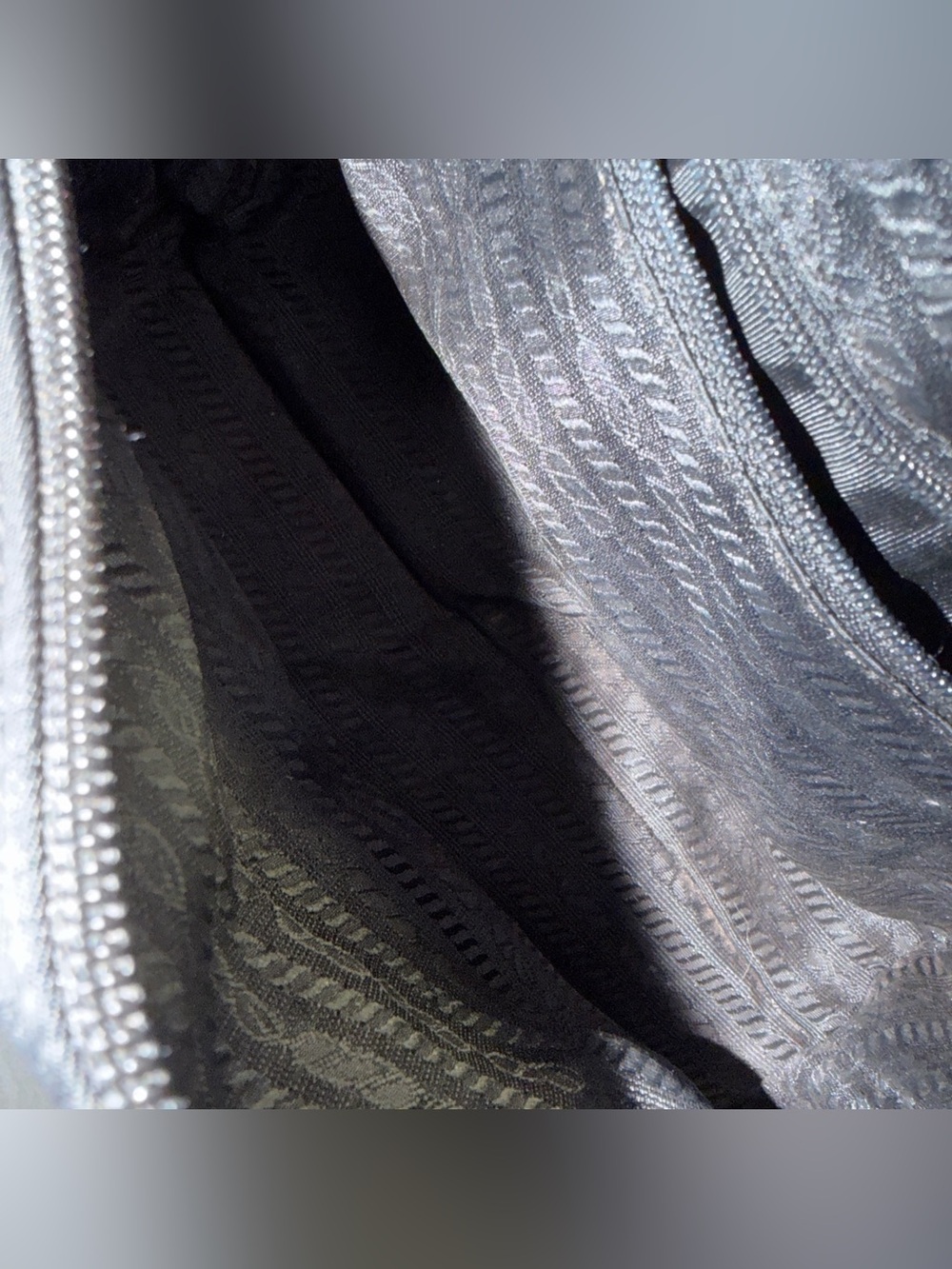 Prada Black Shoulder Bag Logo Accent Zip Closure Silver Hardware Side Pockets - Picture 8 of 8